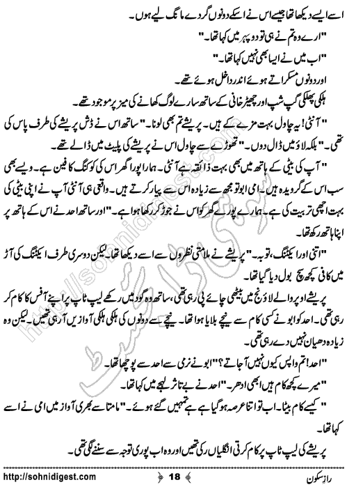 Raaz e Sakon Urdu Short Story by Menahil Mukhtar, Page No.  18