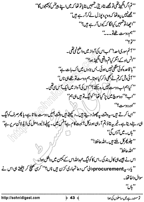 Tou Samander Hai Mein Sahilo Ki Hawa Romantic Urdu Novel by Merium Abbasi, Page No.  43