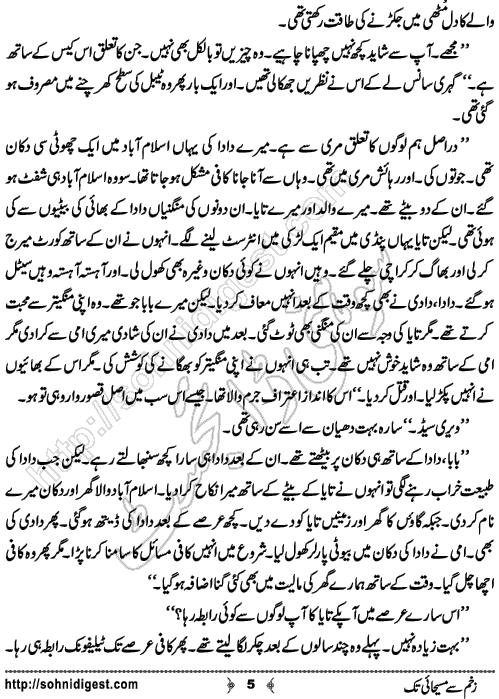 Zakham Se Masihai Tak Romantic Urdu Novel by Merium Abbasi, Page No.  5