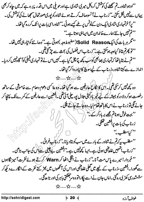 Tawaf e Arzo Urdu Romantic Novel by Momina Jamil, Page No. 20