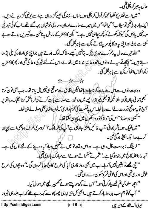 Teri Ik Nigah Ke Aseer Hain Urdu Romantic Novel by Nadia Ahmad, Page No.  16