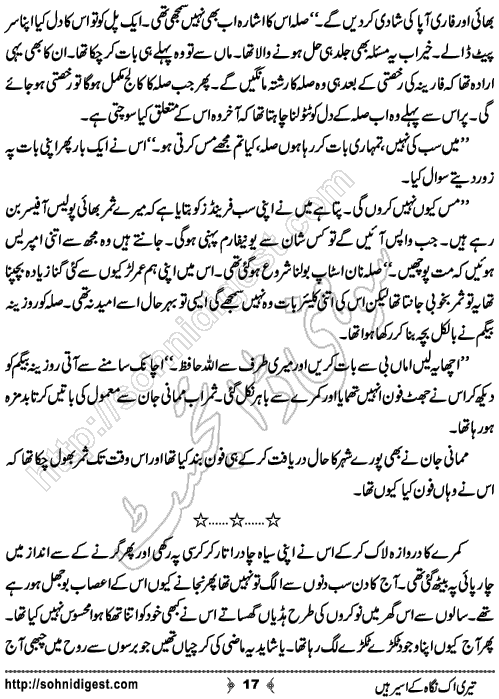 Teri Ik Nigah Ke Aseer Hain Urdu Romantic Novel by Nadia Ahmad, Page No.  17