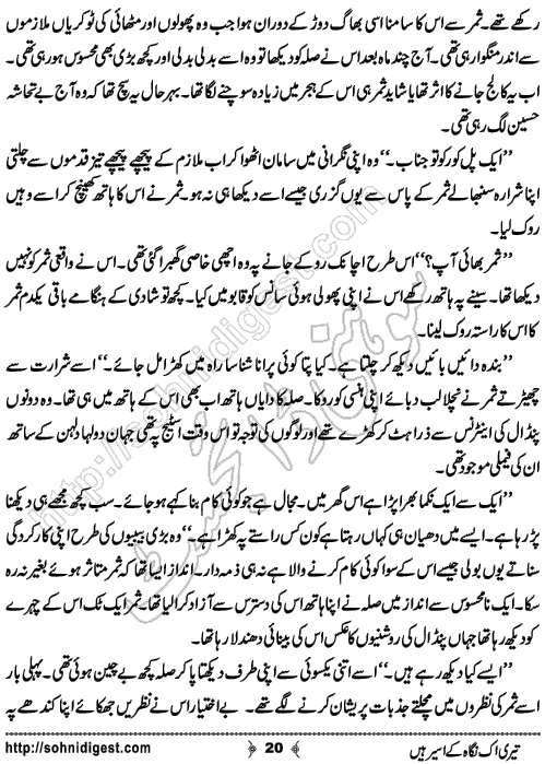 Teri Ik Nigah Ke Aseer Hain Urdu Romantic Novel by Nadia Ahmad, Page No.  20