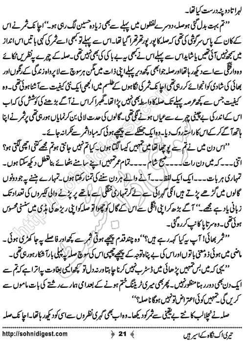 Teri Ik Nigah Ke Aseer Hain Urdu Romantic Novel by Nadia Ahmad, Page No.  21