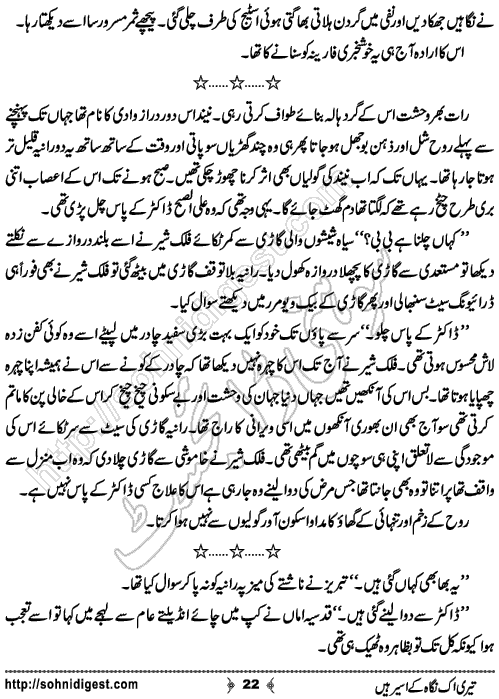 Teri Ik Nigah Ke Aseer Hain Urdu Romantic Novel by Nadia Ahmad, Page No.  22