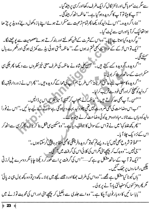 Hairat Kadah An Urdu Novelette by Nighat Chaudhary Page No. 23