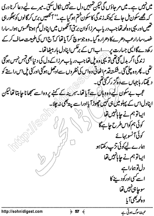 Mohabbat Sog Hoti Hai Romantic Urdu Novel by Nimra Noor,Page No.57