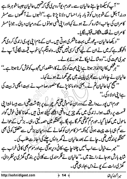 Mera Gunah Kiya Tha Urdu Short Story by Noor Bano,Page No.14