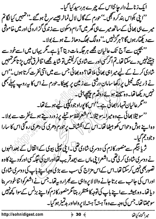 Mera Gunah Kiya Tha Urdu Short Story by Noor Bano,Page No.30