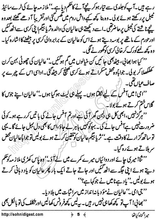 Mera Gunah Kiya Tha Urdu Short Story by Noor Bano,Page No.5