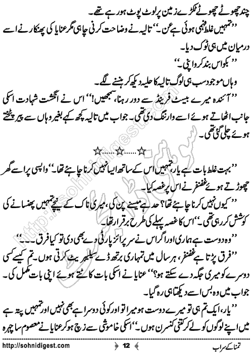 Tamnna Ke Sarab Urdu Short Story by Noor Bano,Page No.12