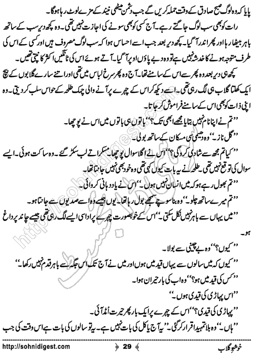 Khushbo e Gulab Urdu Novelette by Rabeea Amjad , Page No. 29