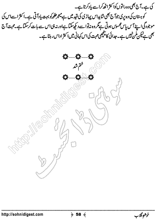 Khushbo e Gulab Urdu Novelette by Rabeea Amjad , Page No. 58