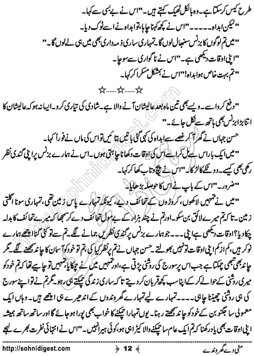 Mitti De Gharonde Urdu Short Story by Rabia Baloch, Page No.  12