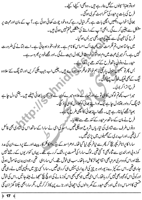 In Chiraghon Ko Jala Ke Rakhna A Social Romantic Urdu Novel by Rabia Fayyaz Qadri Page No. 17