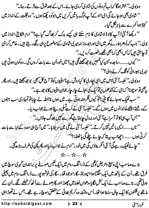 Gharoor e Hasti is a Crime Story By Razzaq Shahid Kohler about the political terrorism,  Page No.23