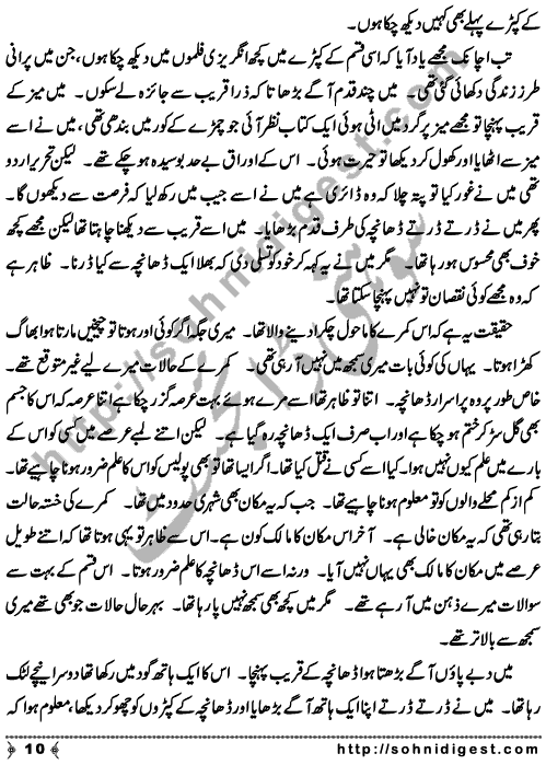 Zulmat Kada is a Horror and Mystery Novel written by Dr Sabir Ali Hashmi about a thief who entered in a haunted house for saving his life but there he encountered with ghosts and witches where the hair raising situation and spine chilling events make his night really gruesome, Page No. 11