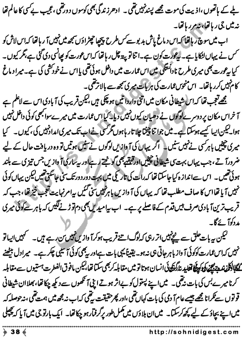 Zulmat Kada is a Horror and Mystery Novel written by Dr Sabir Ali Hashmi about a thief who entered in a haunted house for saving his life but there he encountered with ghosts and witches where the hair raising situation and spine chilling events make his night really gruesome, Page No. 39