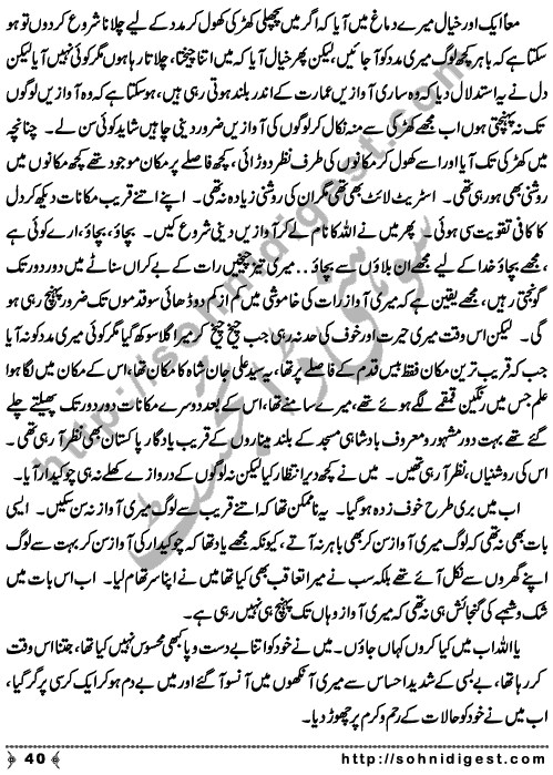 Zulmat Kada is a Horror and Mystery Novel written by Dr Sabir Ali Hashmi about a thief who entered in a haunted house for saving his life but there he encountered with ghosts and witches where the hair raising situation and spine chilling events make his night really gruesome, Page No. 41