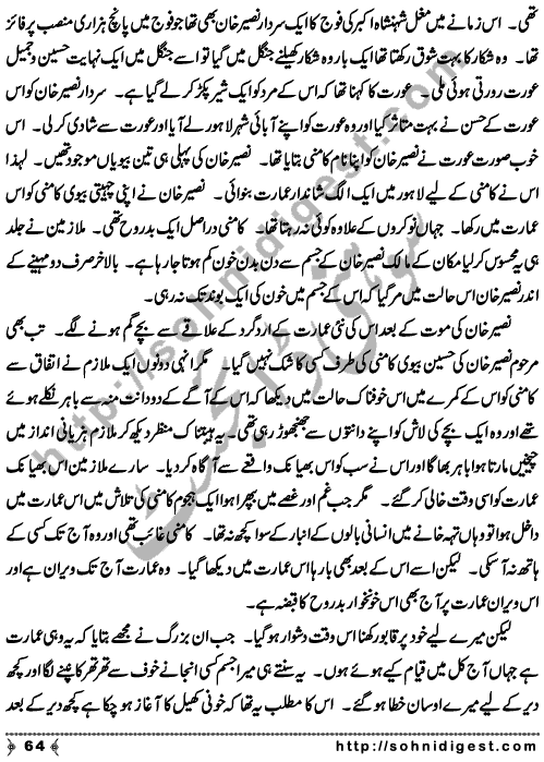 Zulmat Kada is a Horror and Mystery Novel written by Dr Sabir Ali Hashmi about a thief who entered in a haunted house for saving his life but there he encountered with ghosts and witches where the hair raising situation and spine chilling events make his night really gruesome, Page No. 65