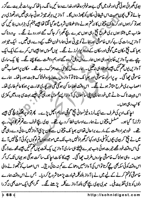 Zulmat Kada is a Horror and Mystery Novel written by Dr Sabir Ali Hashmi about a thief who entered in a haunted house for saving his life but there he encountered with ghosts and witches where the hair raising situation and spine chilling events make his night really gruesome, Page No. 69