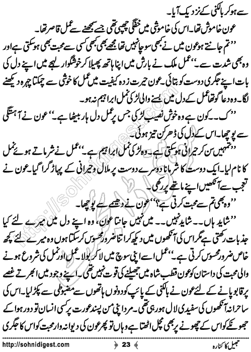 Jheel ka Kinara Urdu Novelette by Saba Azhar,Page No.23