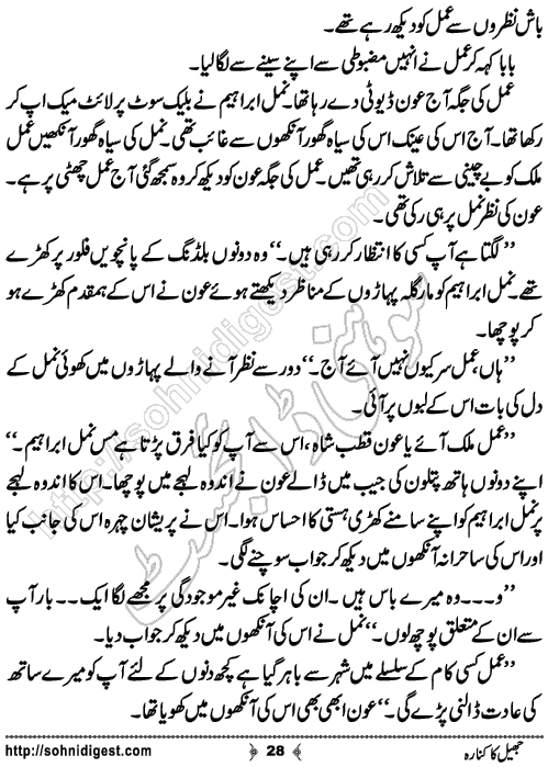 Jheel ka Kinara Urdu Novelette by Saba Azhar,Page No.28