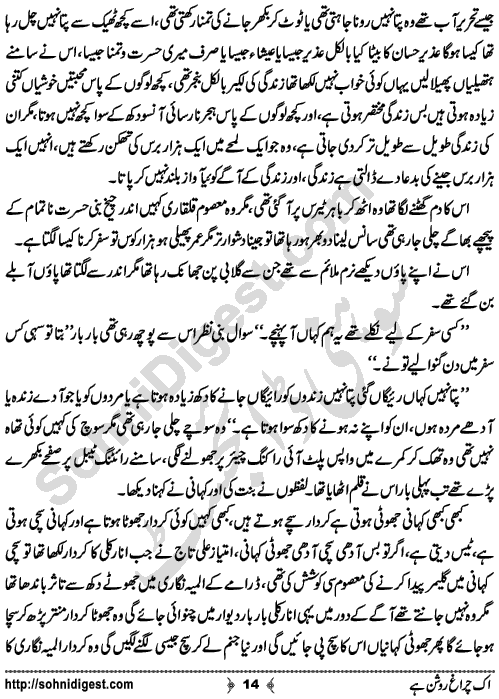 Ik Chiragh Roshan Hay A Social Romantic Urdu Novel by Sadia Aziz Afridi Page No. 14