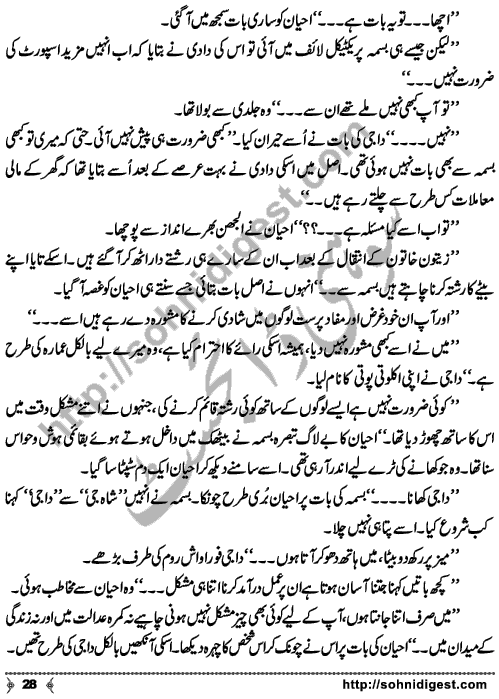 Chalo Hum Sath Chaltay Hain an Urdu novelette written by Saima Akram Chaudhary, famous Writer, Novelist and Dramatist. Page No. 28