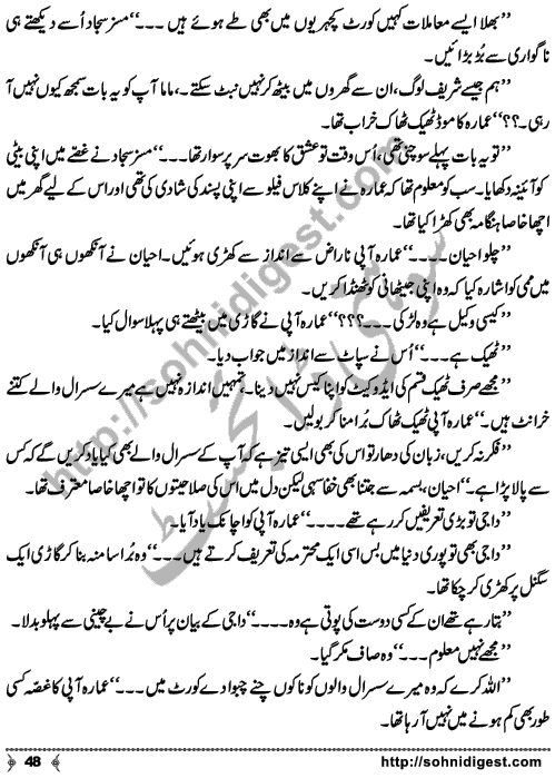 Chalo Hum Sath Chaltay Hain an Urdu novelette written by Saima Akram Chaudhary, famous Writer, Novelist and Dramatist. Page No. 48