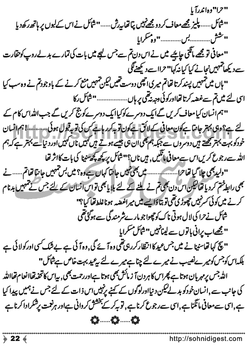 Tohfa e Eid (Eid's Gift) Short Urdu Story by Sehrish Fatima on true Message of Ramadan Kareem and Reward on Eid, Page No. 22