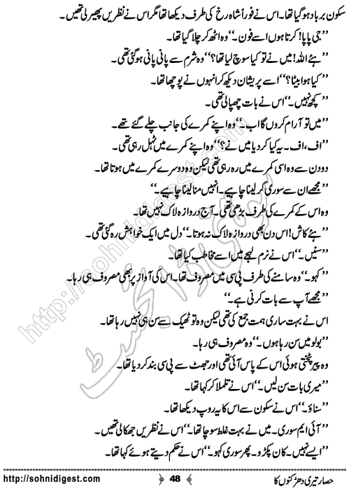 Hisar Teri Dharkano Ka Urdu Novelette by Shahzadi Hifsa , Page No. 48