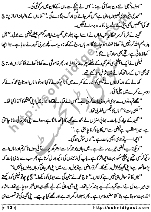 Ik Bad Bahari is an Afsana by Shama Hafeez about the feeling of a father for his daughter. How he and his wife feel lonely after the marriage of their only daughter. The parents love for their children is discussed in this story, Page No. 13