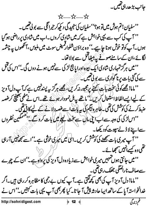 Gham e Zindagi Urdu Short Story by Sobia Tahir,Page No.12