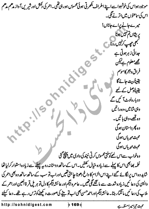 Mohabbat Tera Mera Masla Hai is a Social Romantic Novel written By Subas Gul about a young couple,    Page No. 169