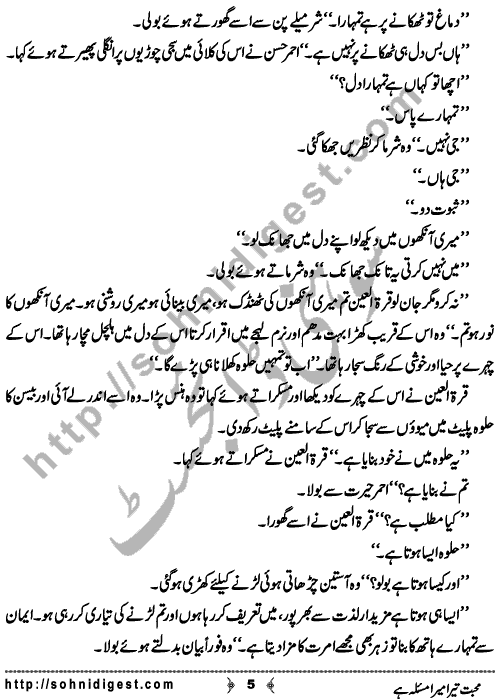 Mohabbat Tera Mera Masla Hai is a Social Romantic Novel written By Subas Gul about a young couple,    Page No. 5