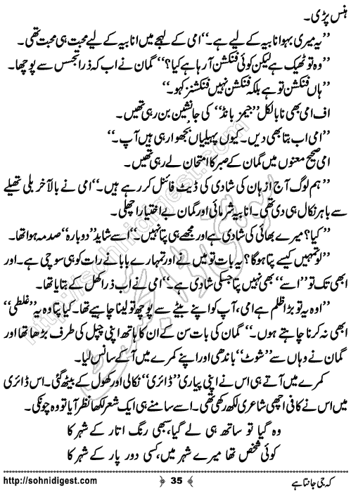 Keh Jee Janta Hai Romantic Urdu Novel by Tehzeeb Sani, Page No.35