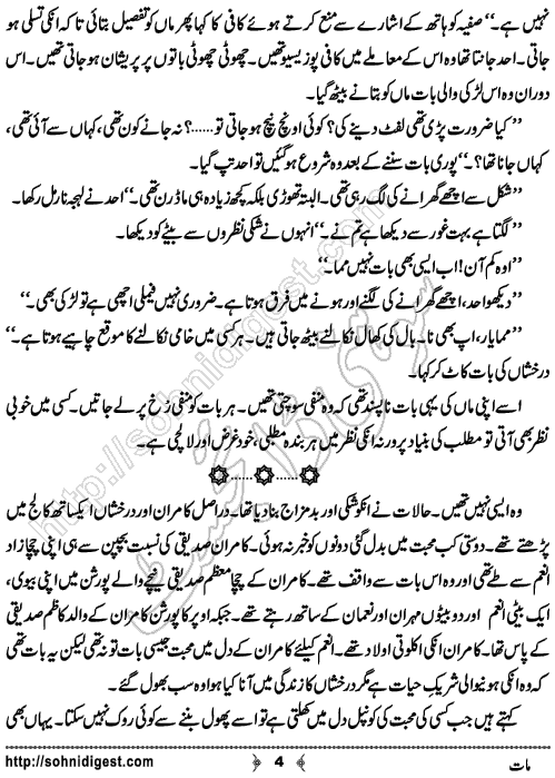 Maat Urdu Novelette by Zara Rizwan, Page No.  4