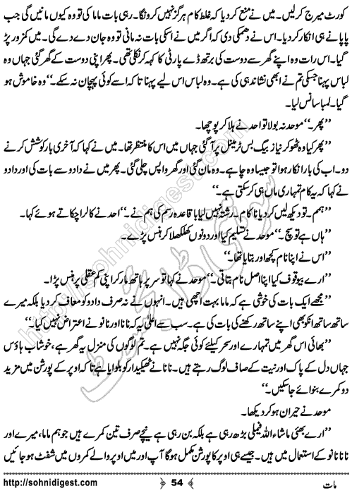 Maat Urdu Novelette by Zara Rizwan, Page No.  54