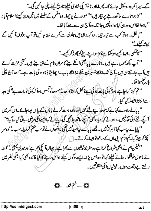 Maat Urdu Novelette by Zara Rizwan, Page No.  55