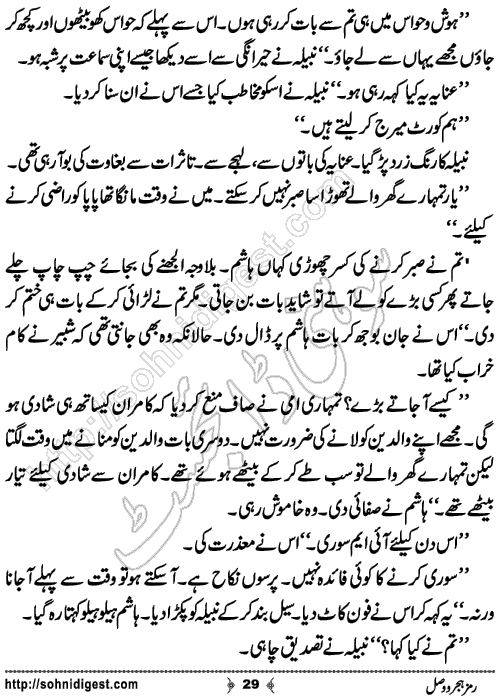 Ramz e Hijar o Wasl Romantic Urdu Novel by Zara Rizwan, Page No.29