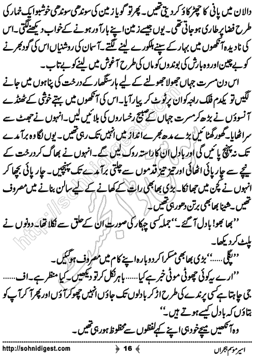 Aseer e Mausam e Hijran Romantic Urdu Novel by Zubaria Sahir, Page No. 16