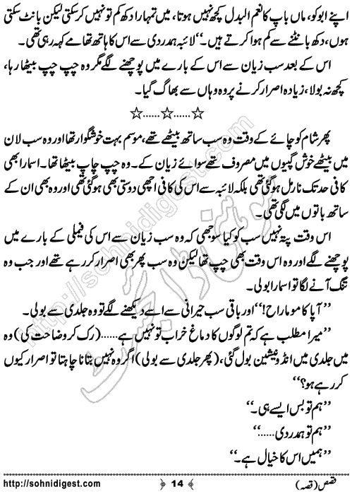 Qasas Urdu Short Story by Zuhaib Hassan,Page No.14